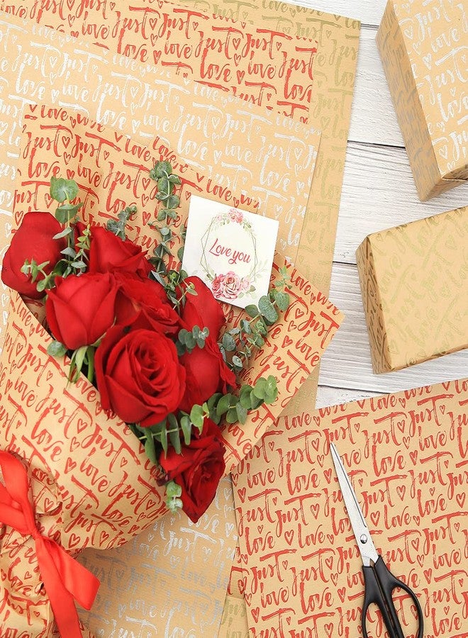 Geluode Valentines Day Wrapping Paper, Kraft Valentines Wrapping Paper 20x28 Per Sheet(9 Sheets:34 sq.ft.ttl.) w/Jute Strings, Stickers and Tags, Gift Wrap for Valentines Day, Lover Birthday, Wedding - Image 5